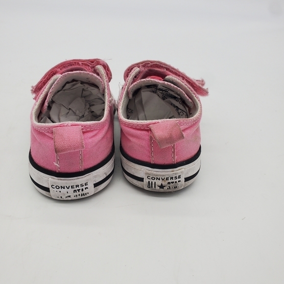 CONVERSE SHOES LITTLE KIDS 5C CHUCK TAYLOR ALL STAR HOOK AND LOOP OX PINK - Picture 5 of 11
